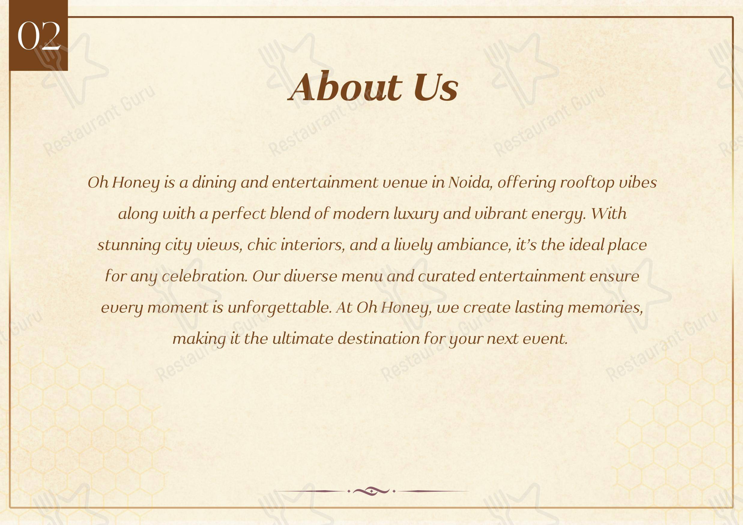 Oh Honey By Skyhouse - Menu