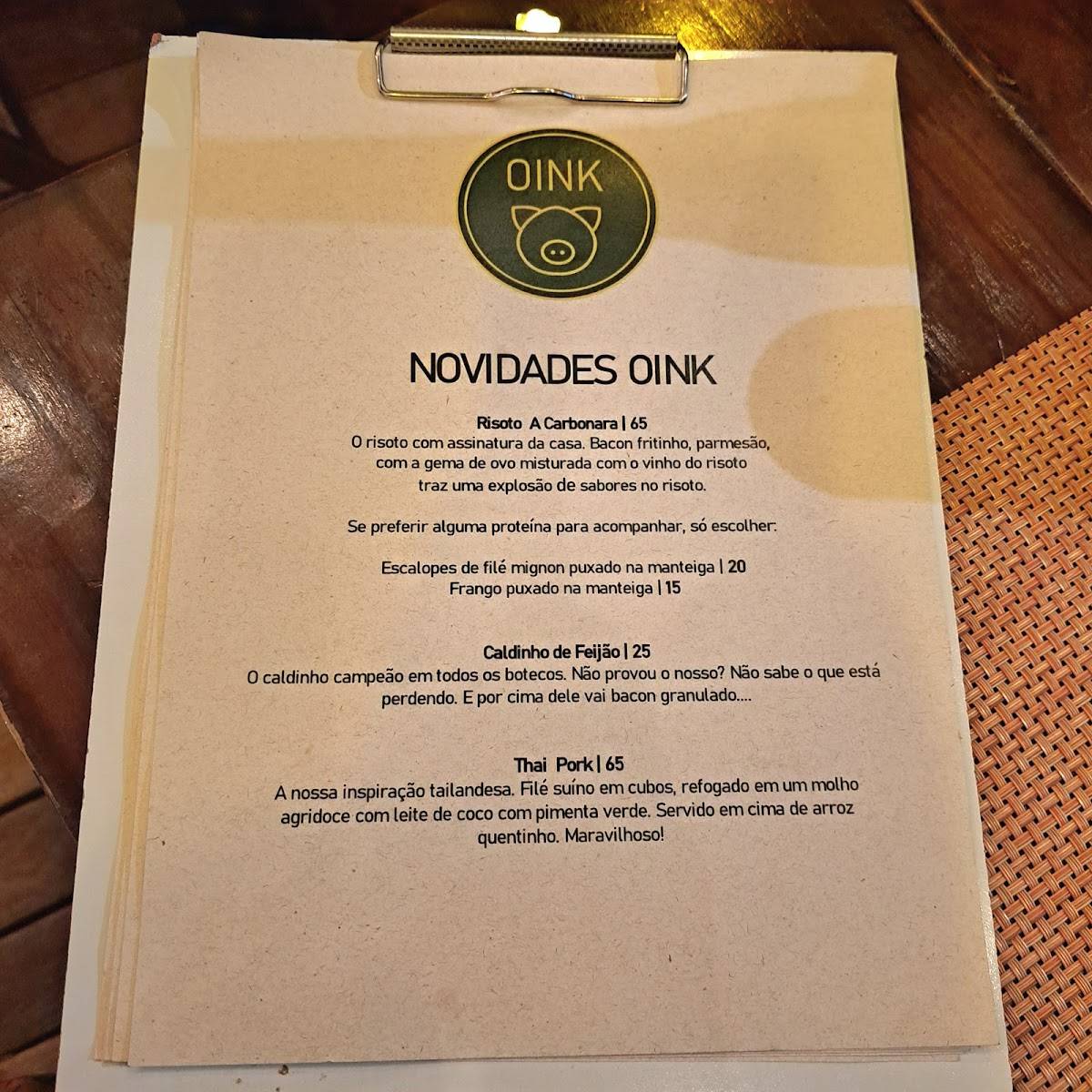 Oink Gastro Bar cardápio