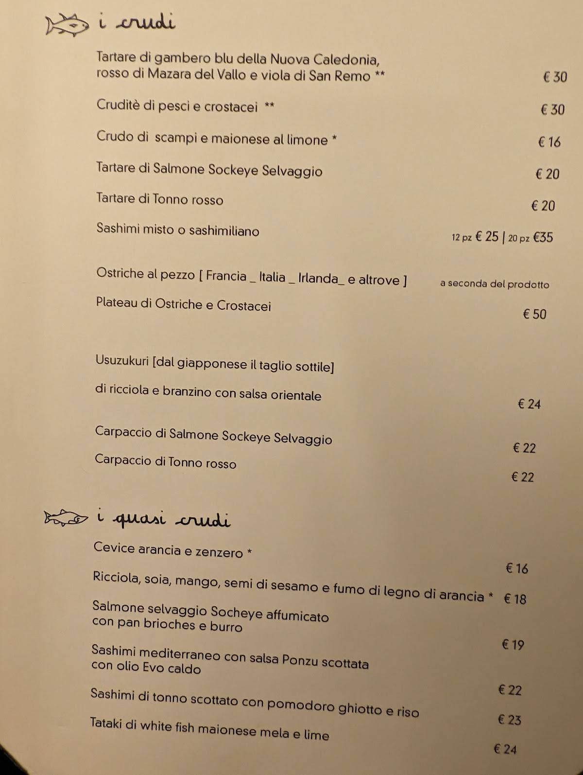 Menu di Oinos Ristorante