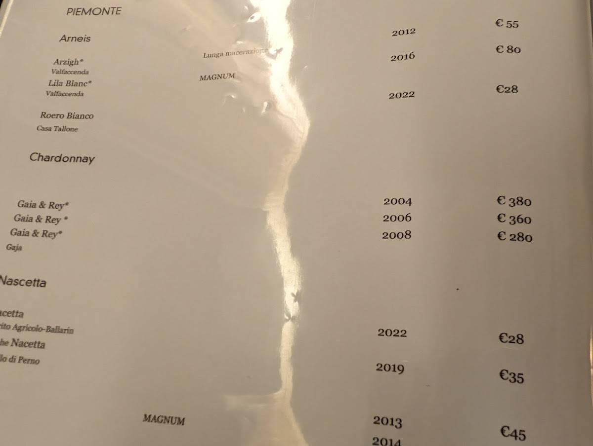 Menu di Oinos Ristorante