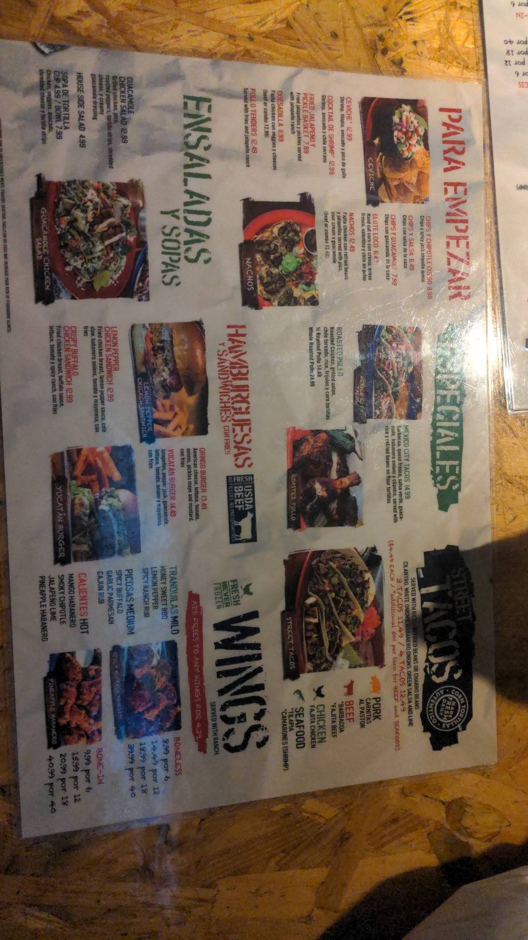 Menu at Ojos Locos Sports Cantina - Albuquerque pub & bar, Albuquerque