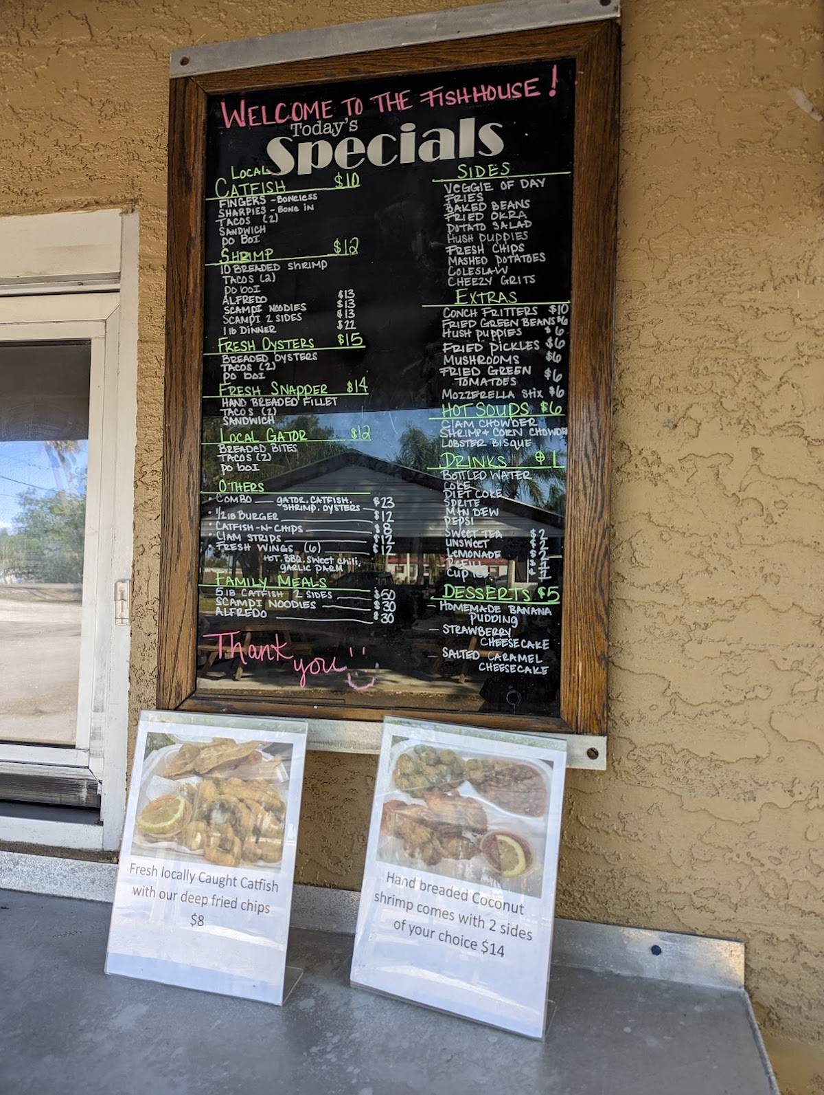 Menu at Okeechobee Fish Co restaurant, USA