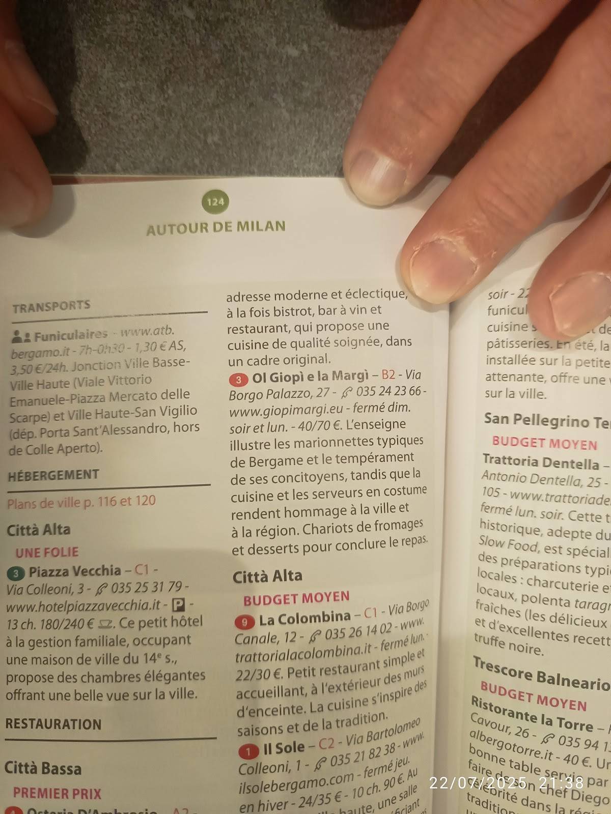 Menu di Ol Giopì e la Margi ristorante tipico bergamasco 