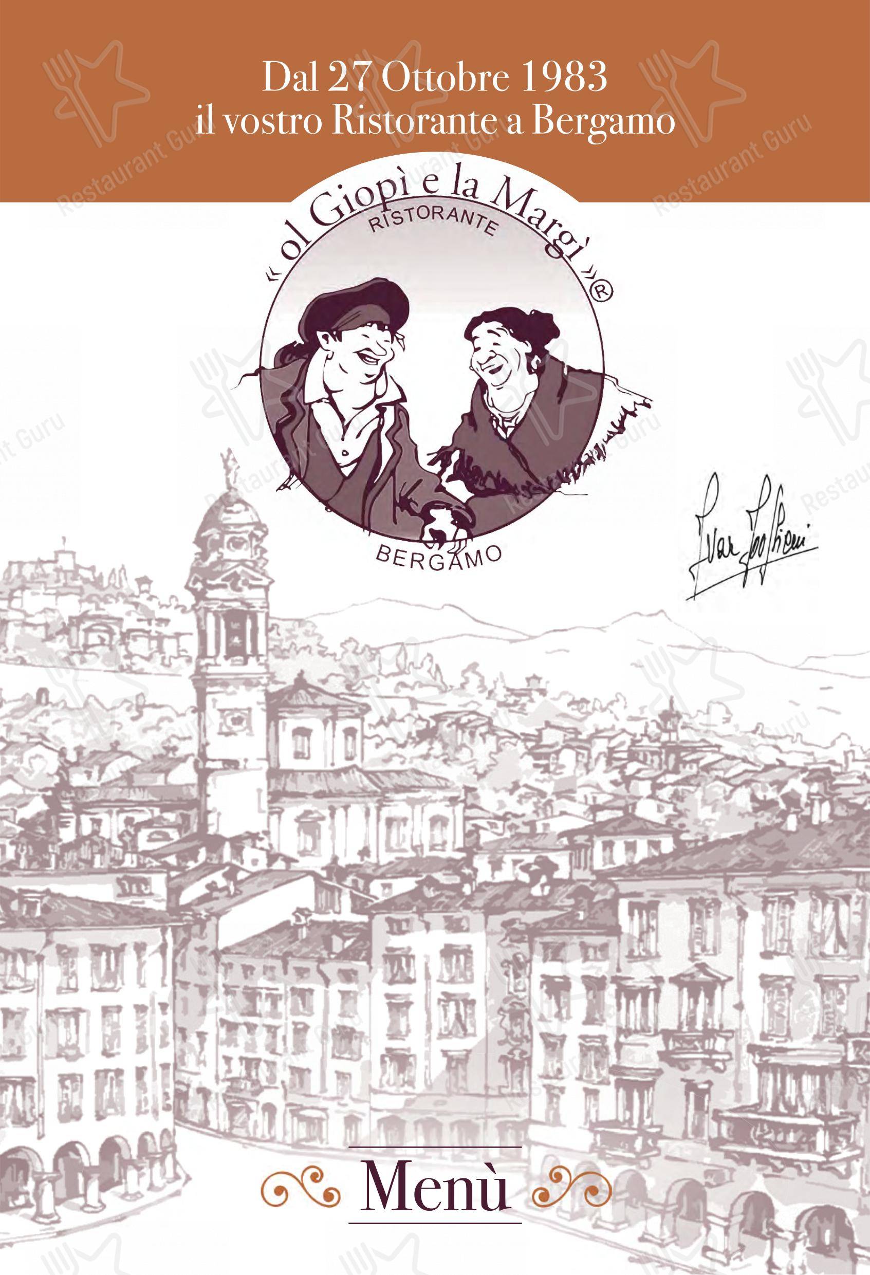 Menu per Ol Giopì e la Margi ristorante tipico bergamasco in Bergamo