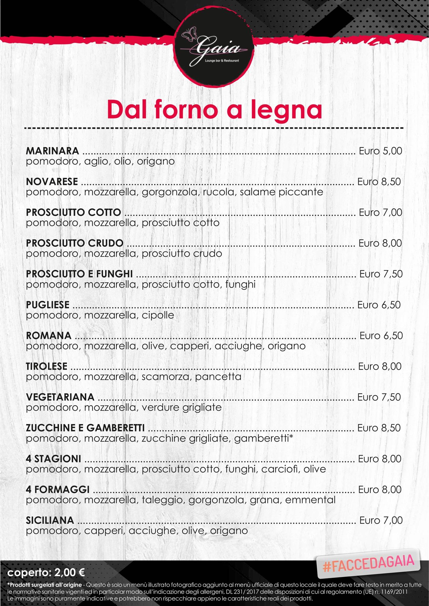 Menu di Gaia lounge bar & restaurant 