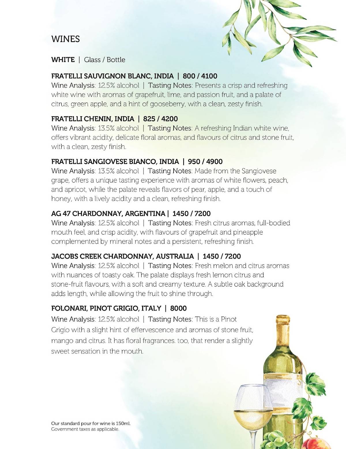 Olive Bistro & Bar menu