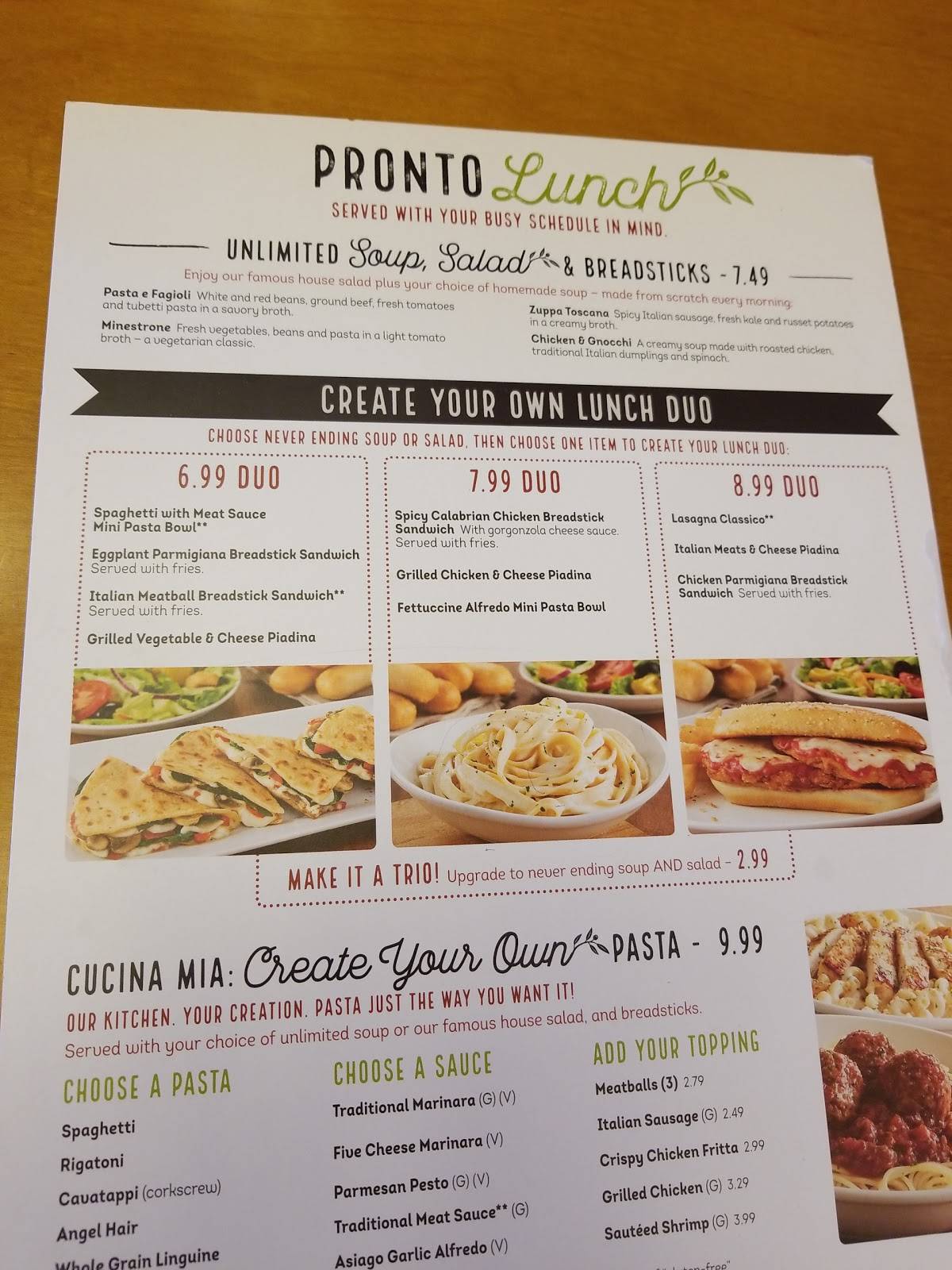 Carta de Olive Garden Italian Restaurant, Laredo, San Dario Ave