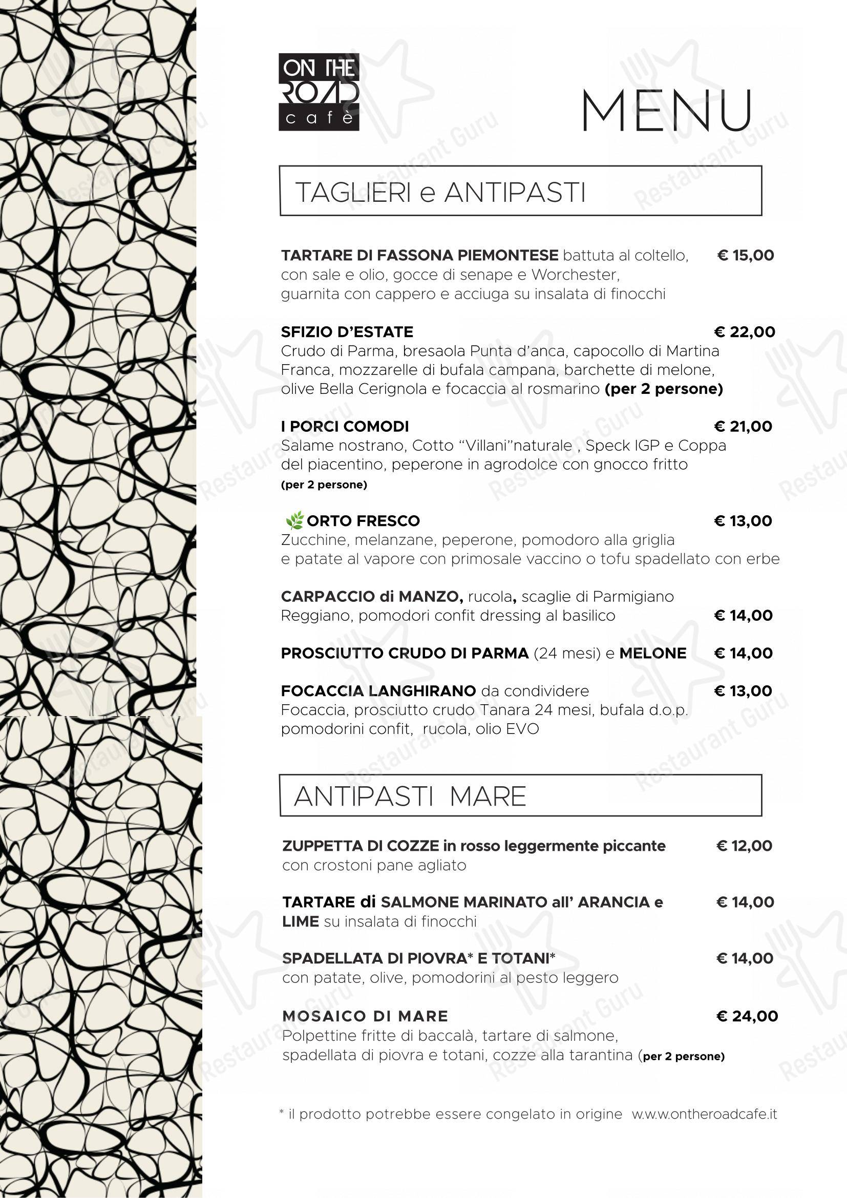 Menu pour On The Road Cafe dans Inzago
