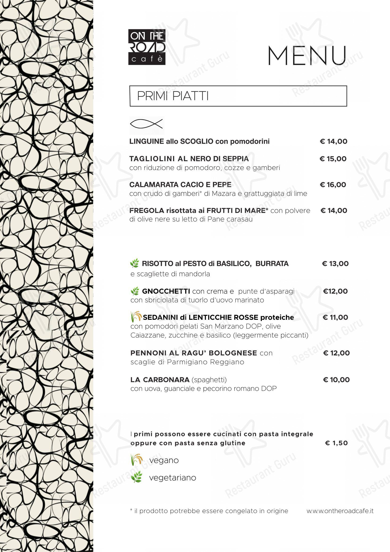Menu pour On The Road Cafe dans Inzago