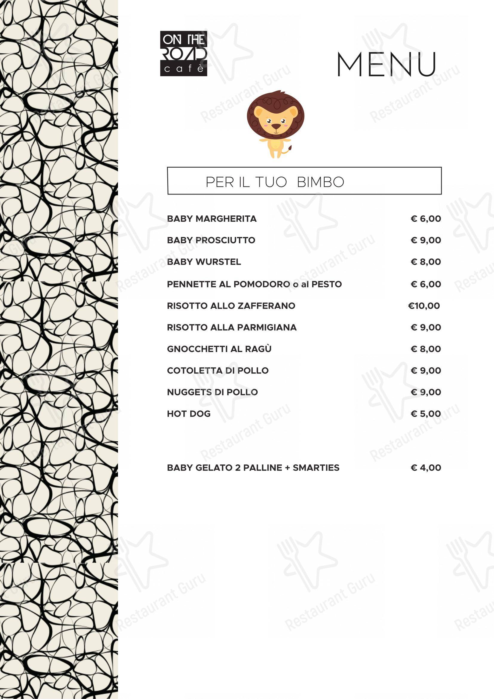 Menu pour On The Road Cafe - Menu