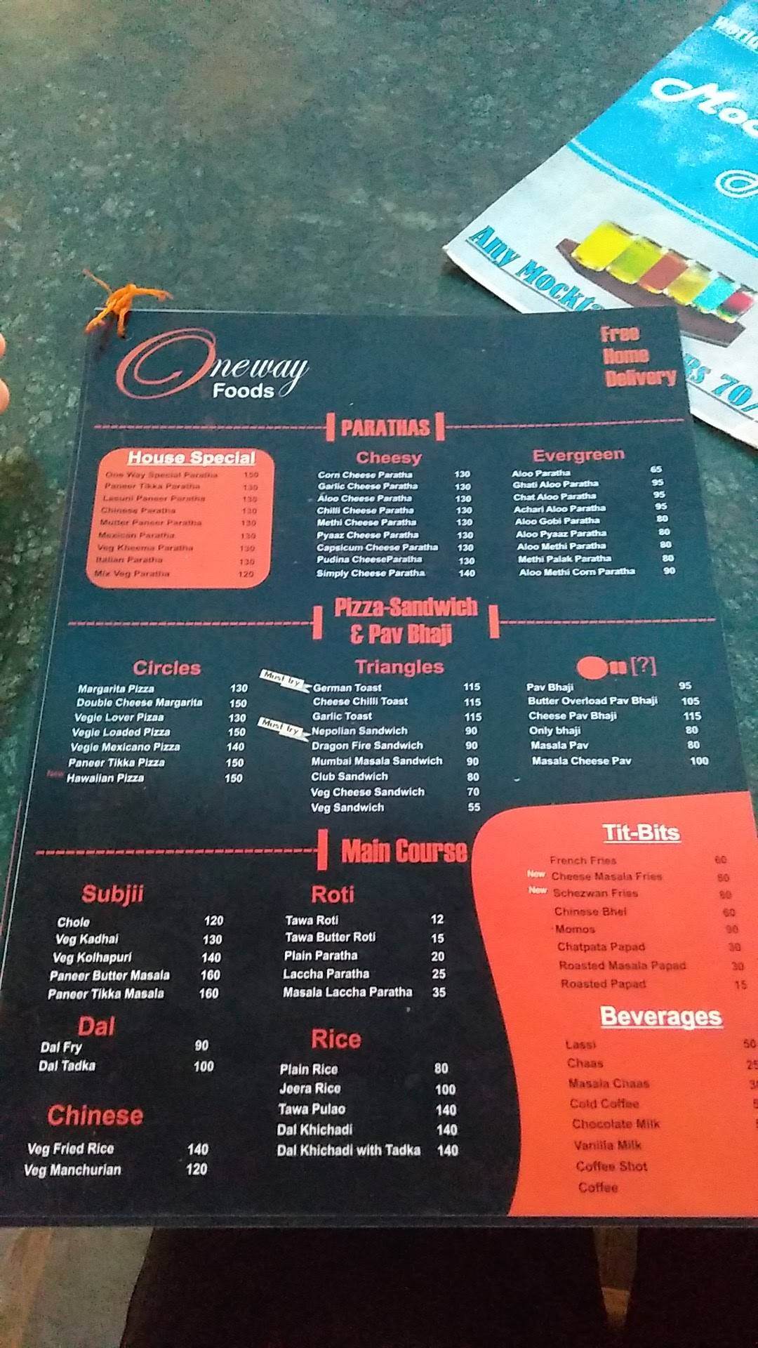 One Way Foods menu