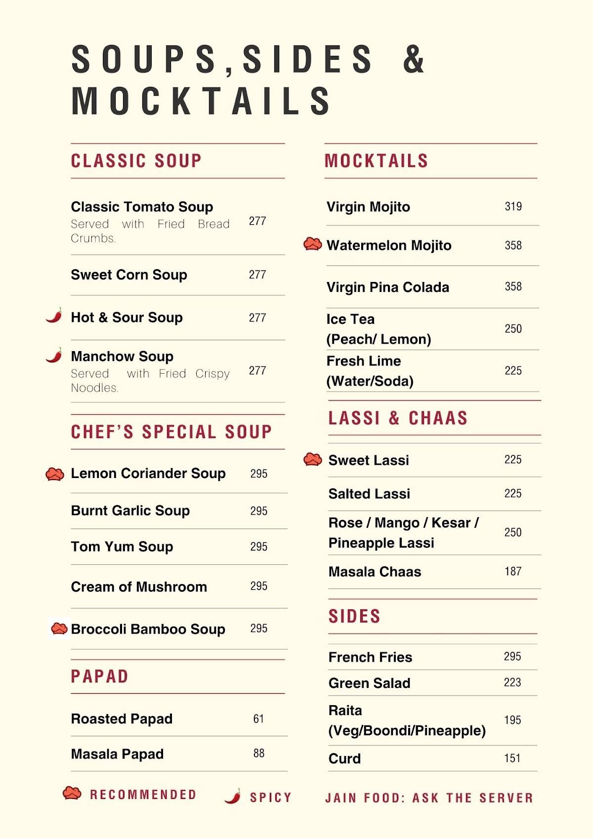 Only Parathas menu