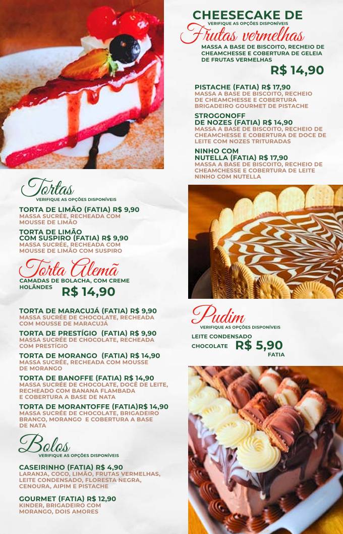 Ópera Café cardápio
