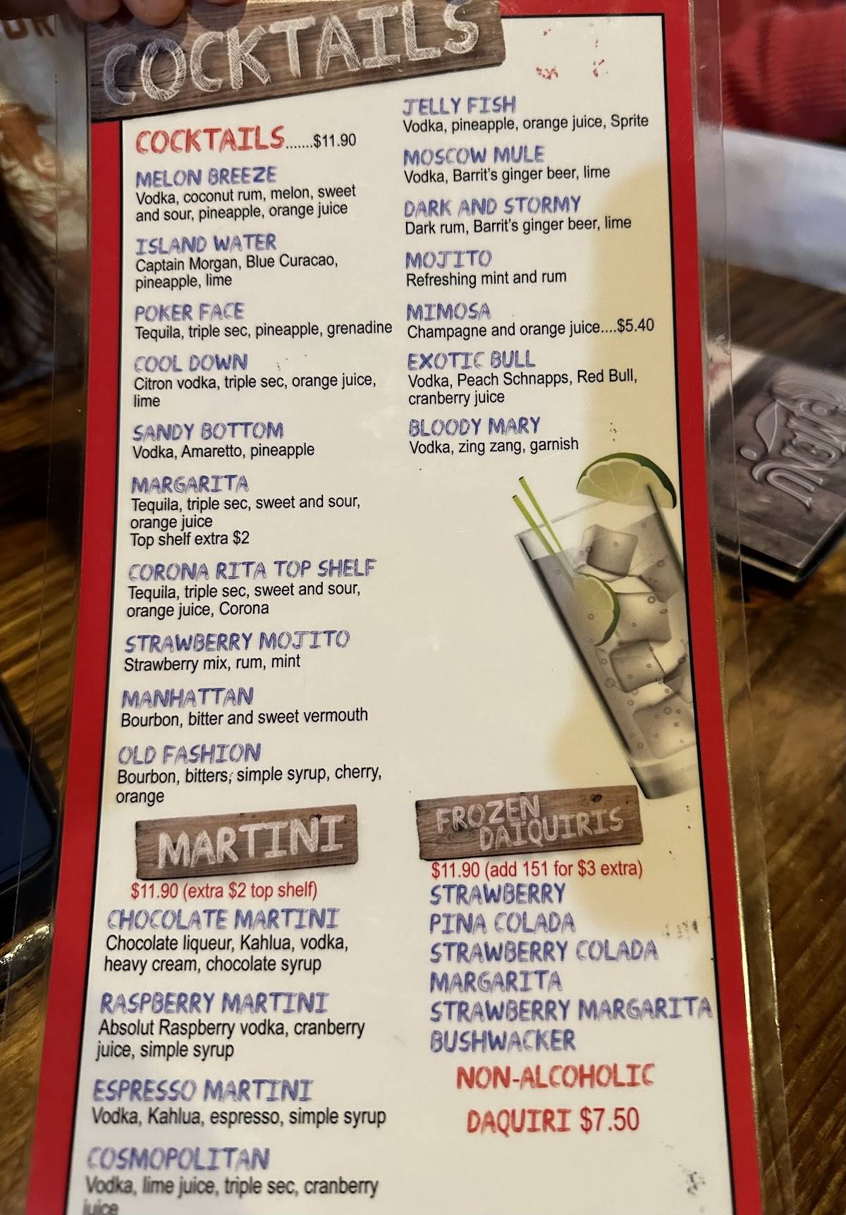 Menu at Gulf Shores Steamer restaurant, Orange Beach