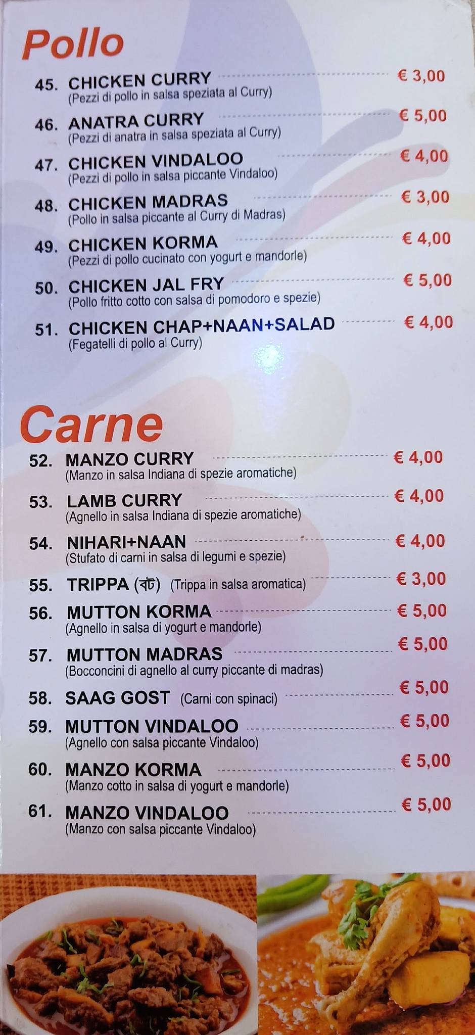 Menu di Orientale Ristorante 