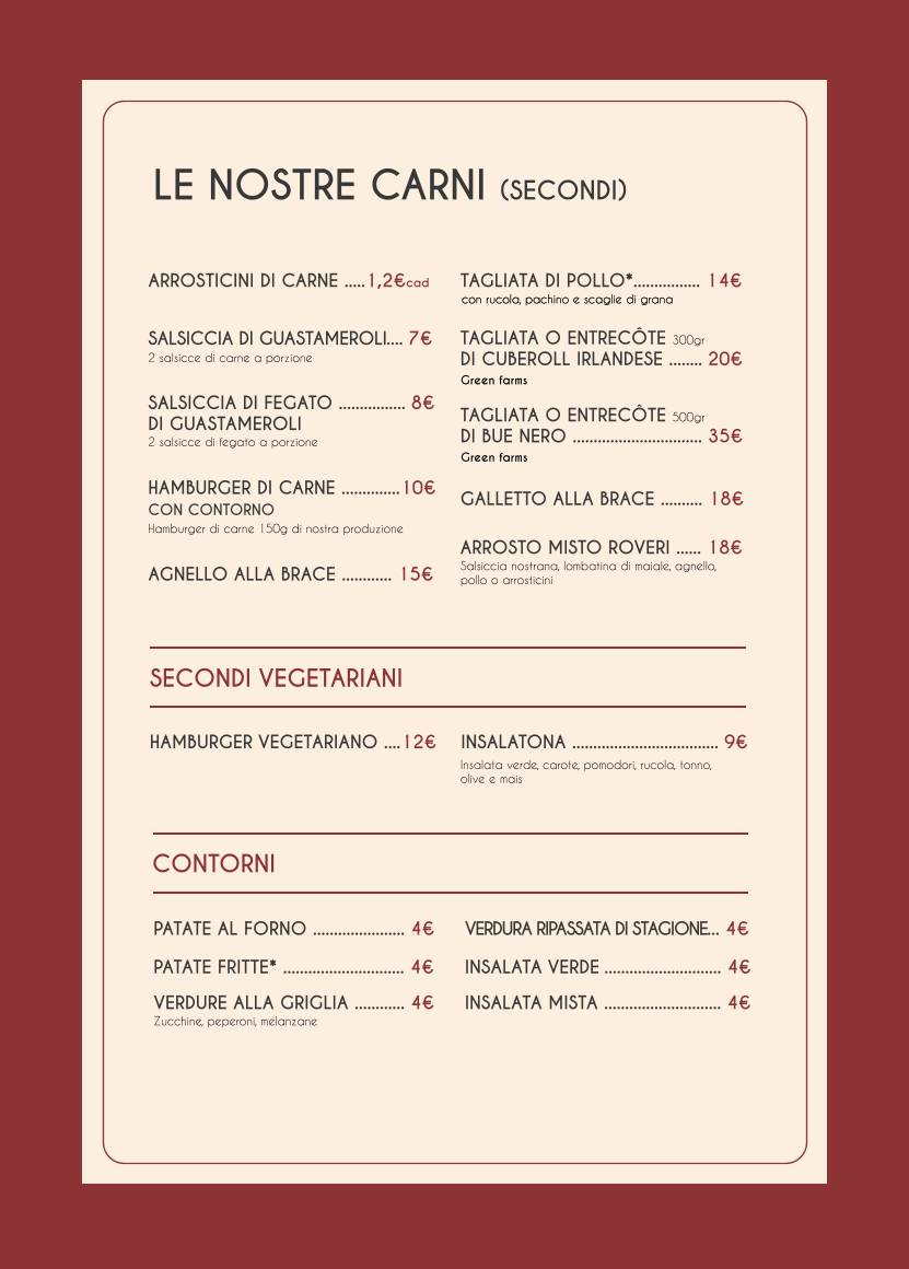 Menu di Ristorante La Bottaia dè Roveri 