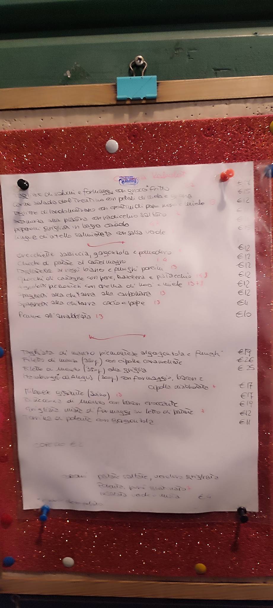 Menu di Ostaria Rabelòt 
