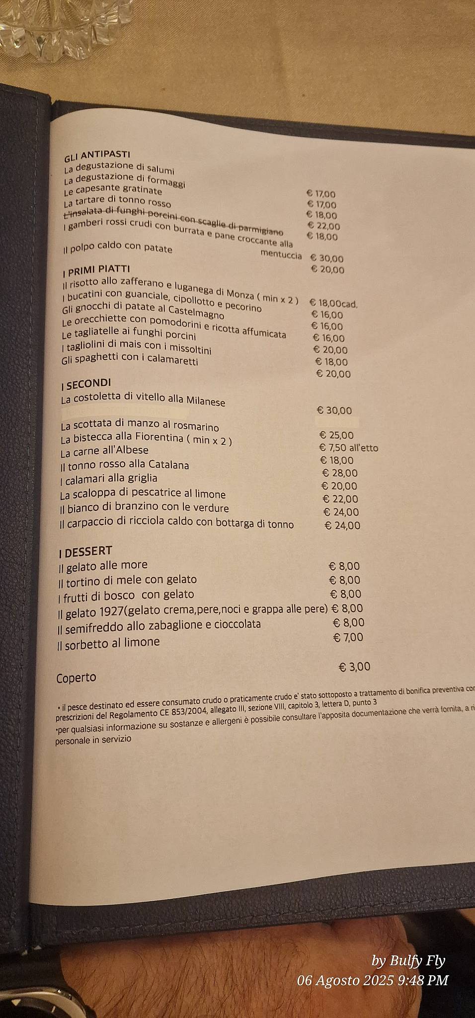 Menu di Osteria 1927 
