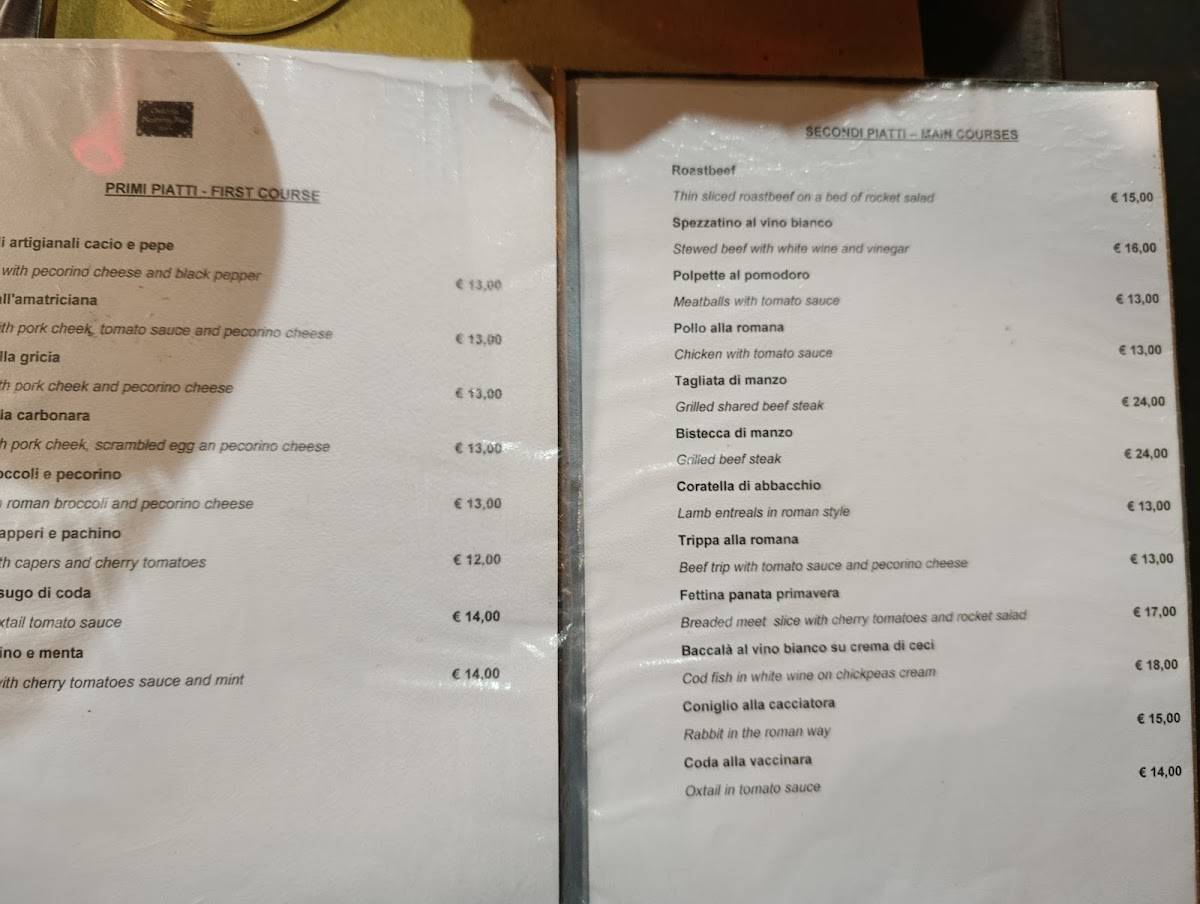 Menu di Osteria Mamma Mia 