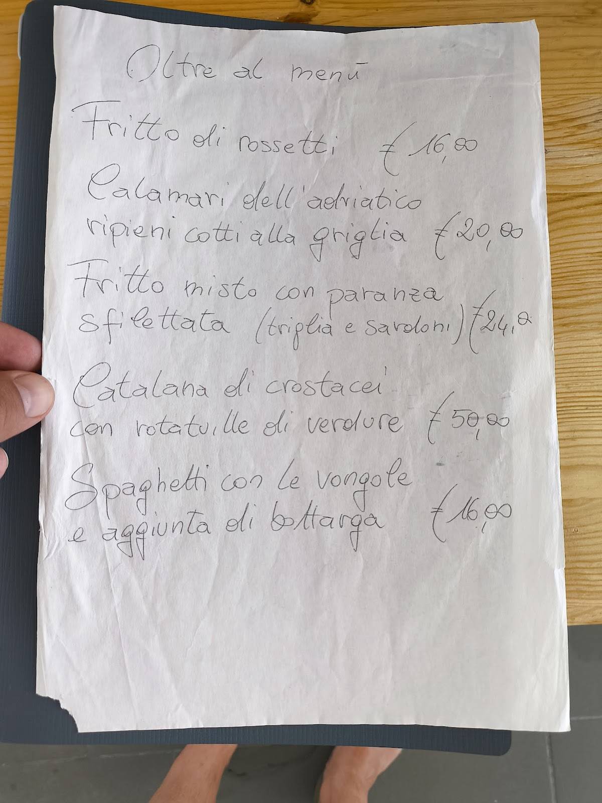 Menu di Osteria Mej ad gnint 