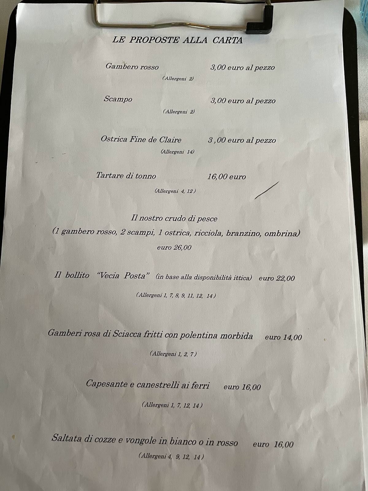 Menu di Osteria Vecia Posta 