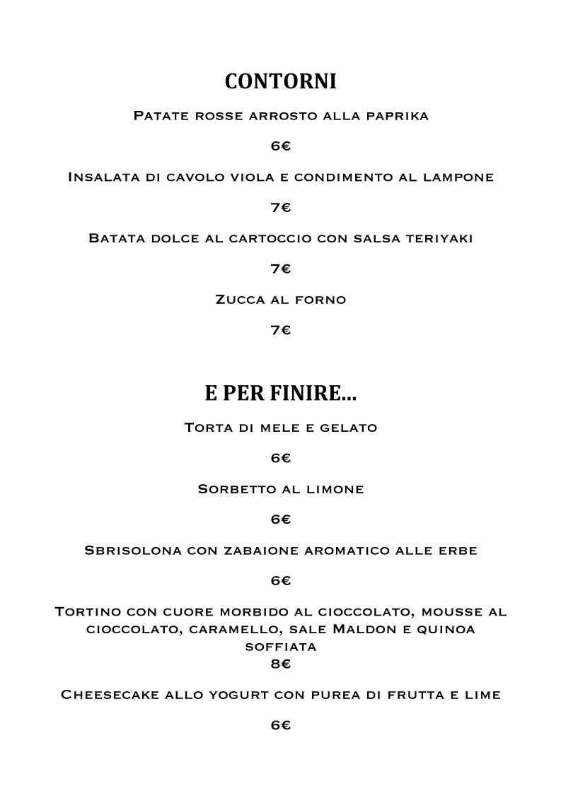 Menu di Osteria al Castello 