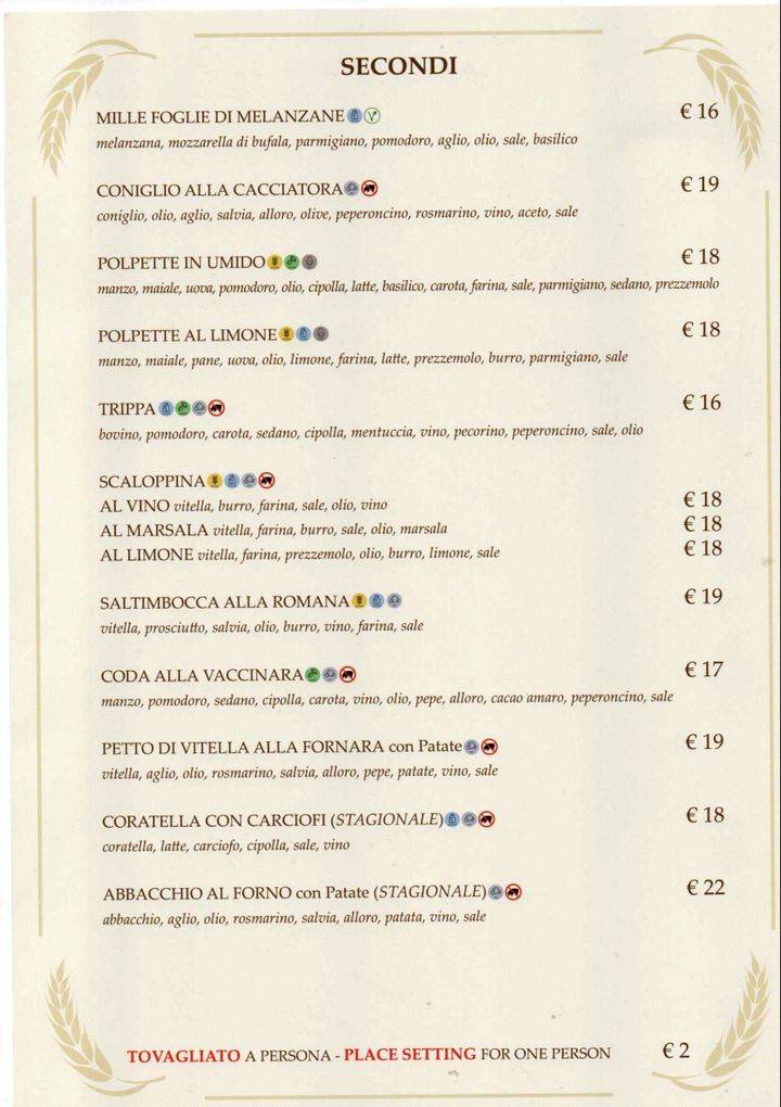 Menu di Osteria da Fortunata - Pellegrino 