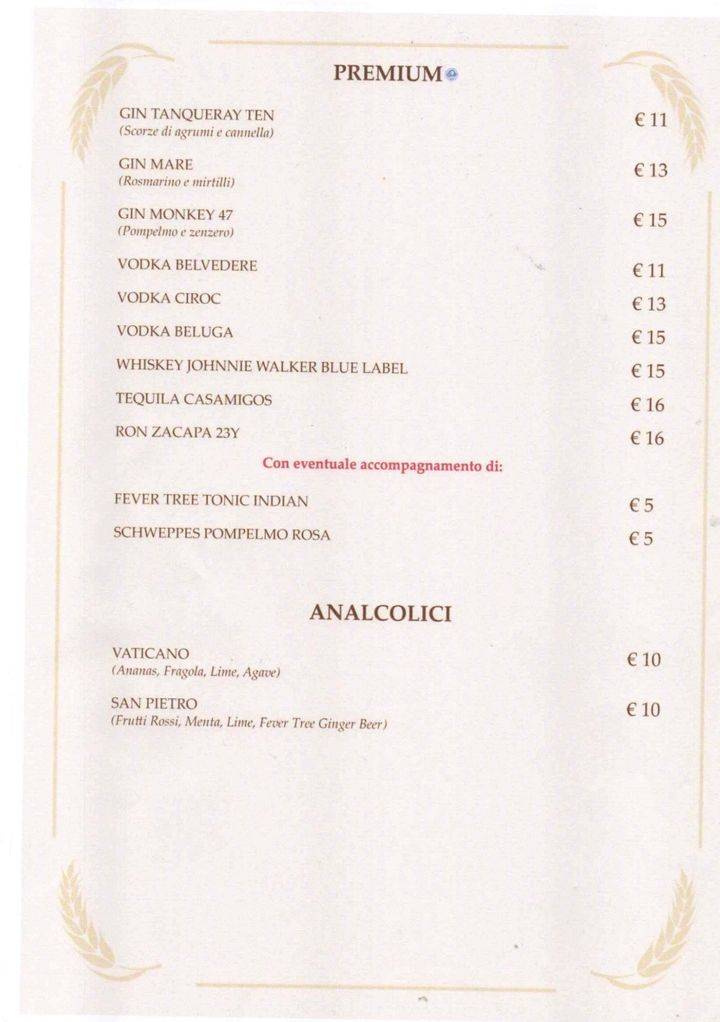 Menu di Osteria da Fortunata - Pellegrino 