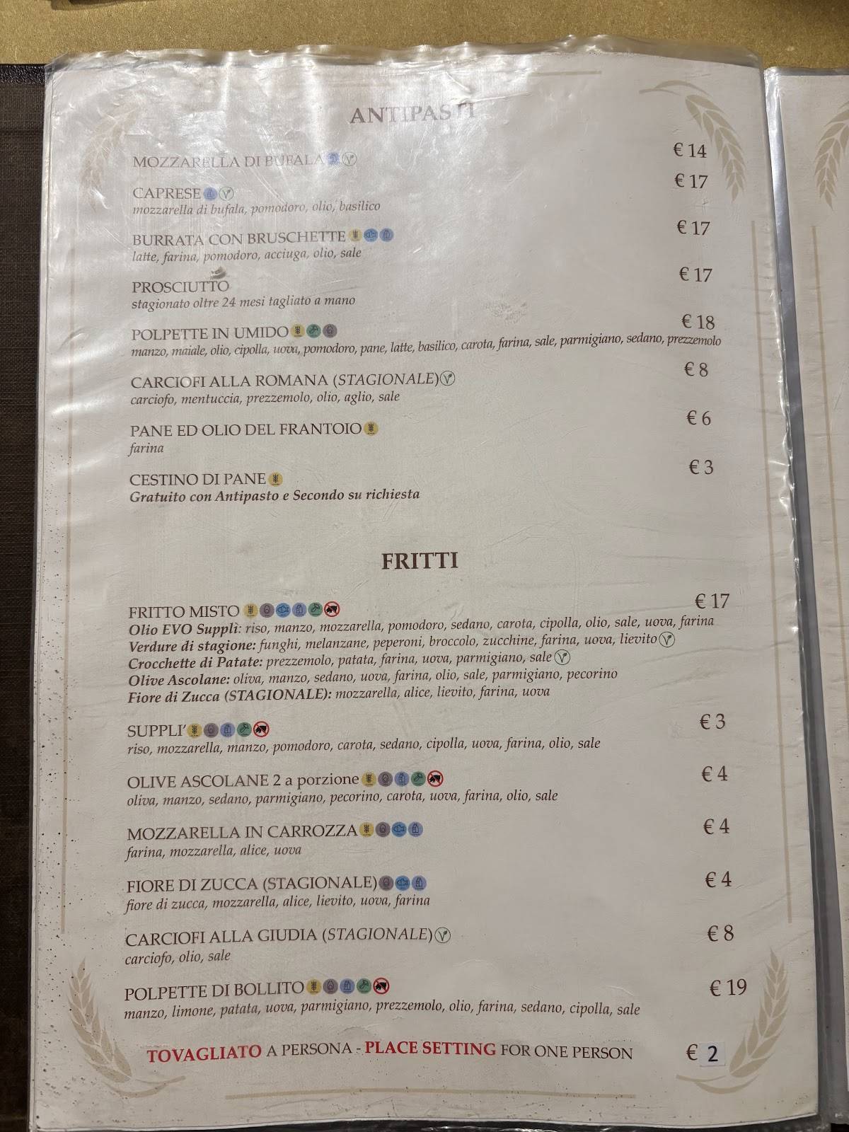 Menu di Osteria da Fortunata - Pellegrino 