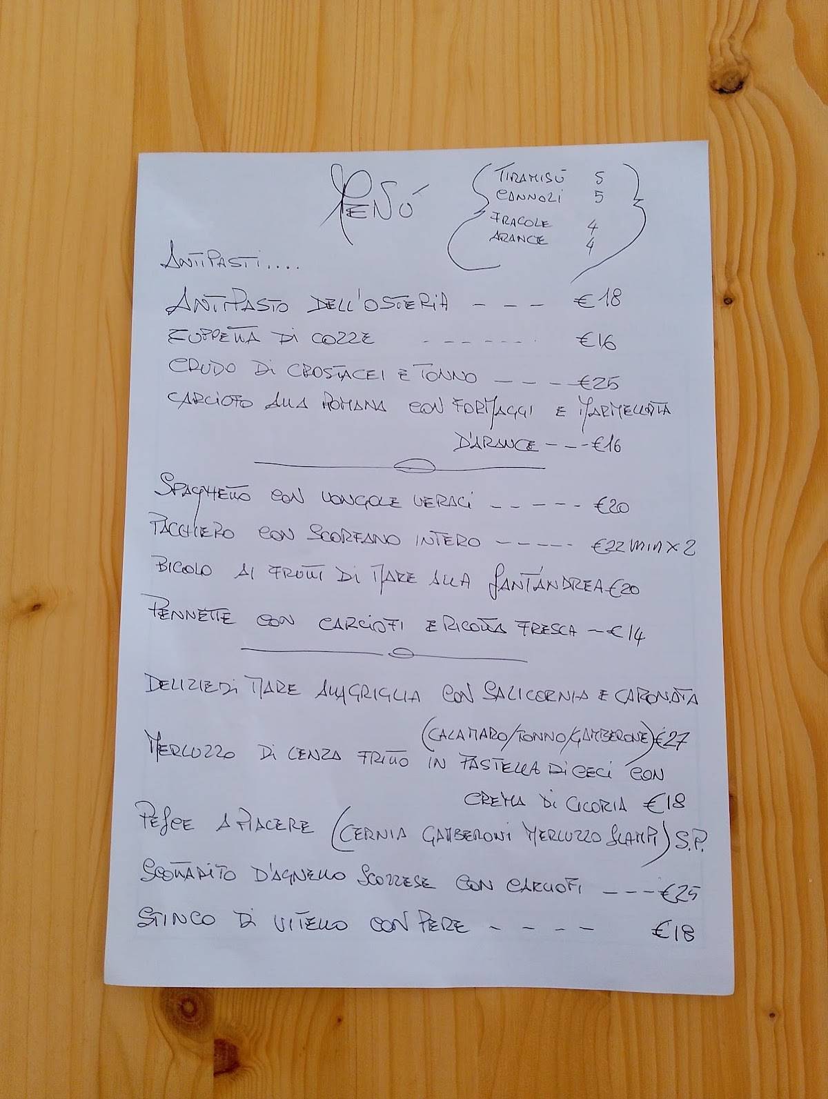 Menu di Osteria di fuori porta 