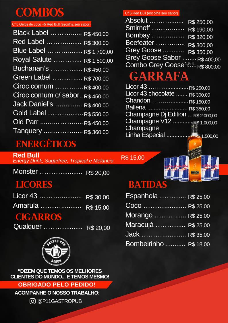 P11 Gastro Pub cardápio