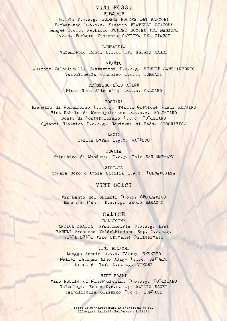 Menu di CHALET 
