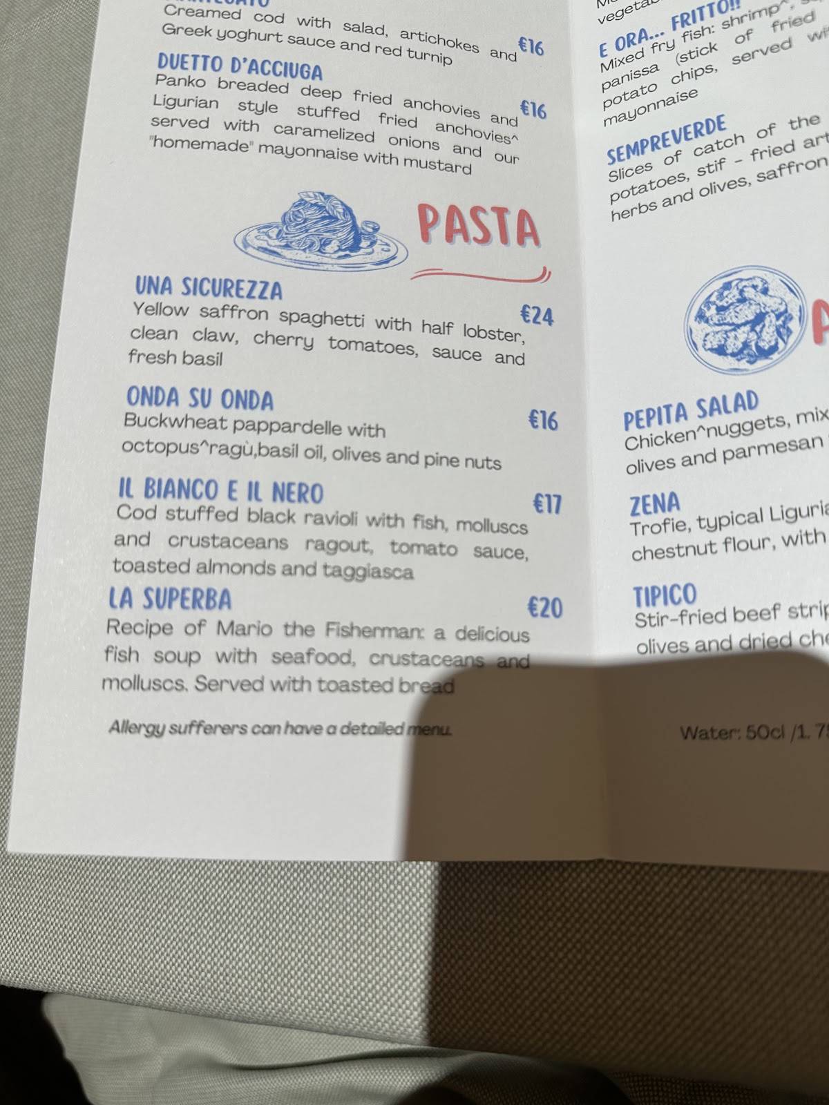 Menu di PEsciolino 