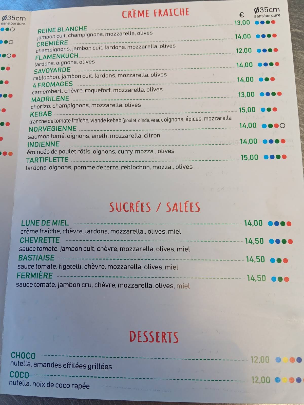 Menu de PIZ PIZZA Camion au Feu de Bois Rocbaron