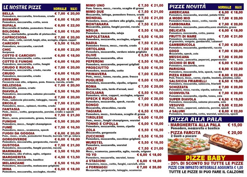 Menu di Pizza Chic 2 