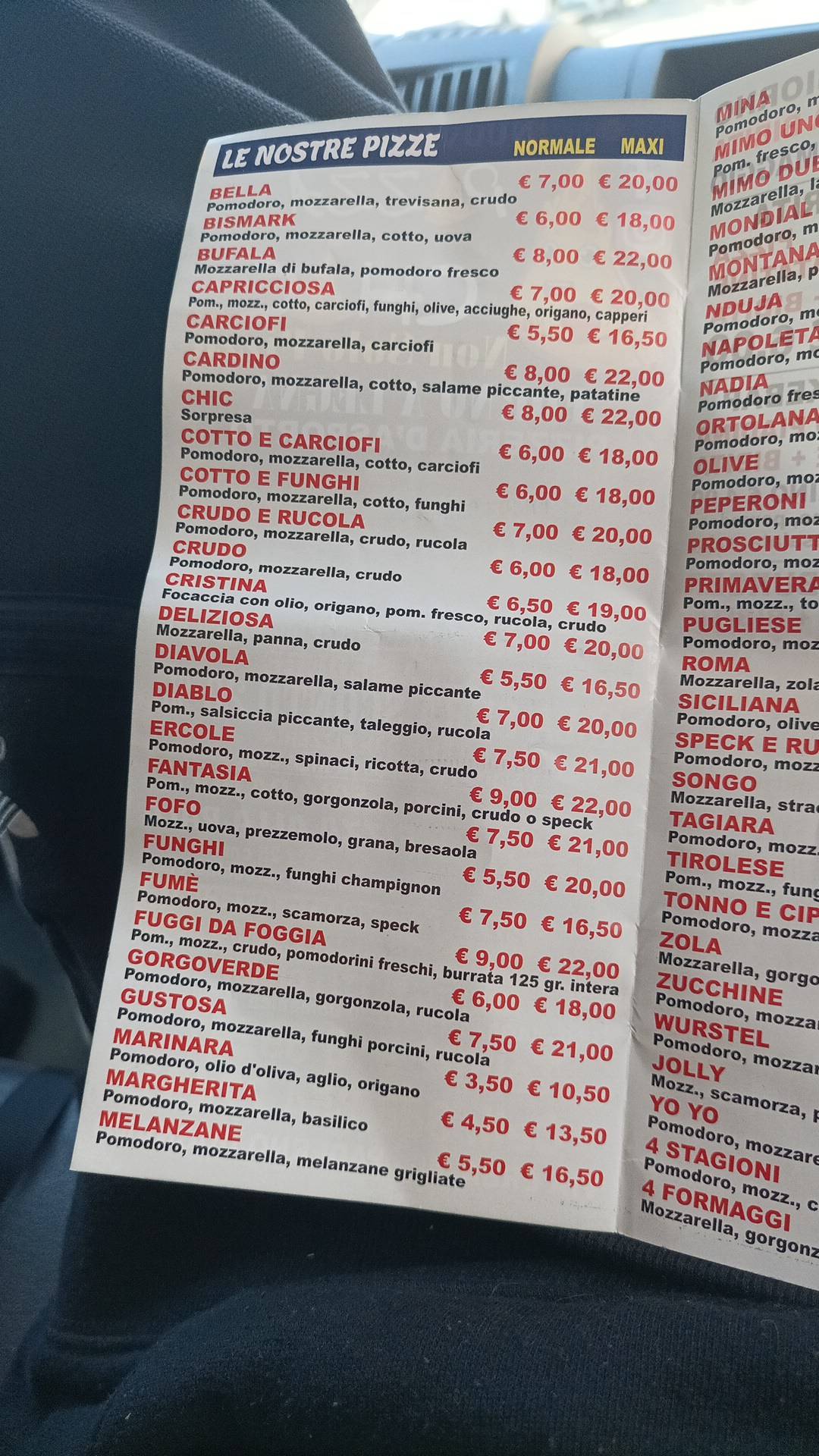 Menu di Pizza Chic 2 