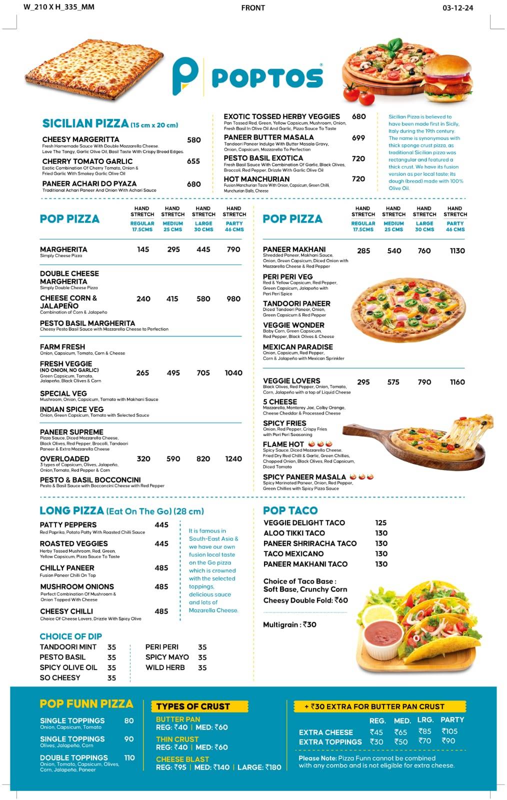 POPTOS MOTABAZAR menu