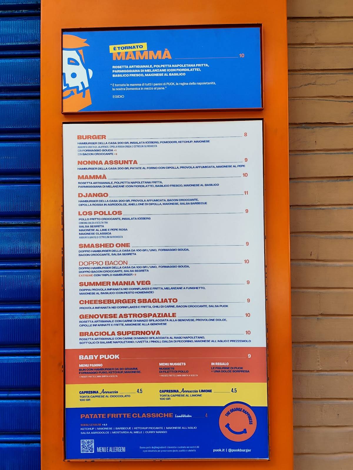 Menu di PUOK (Vomero) 