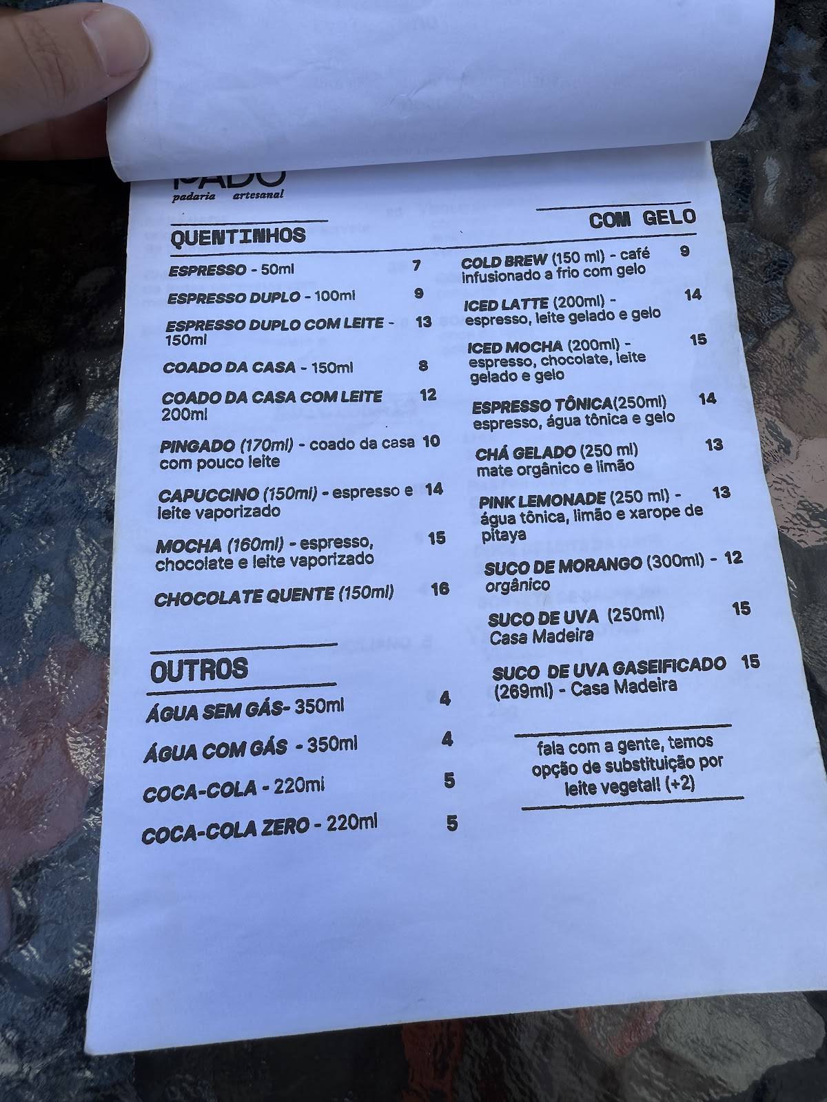 Padó - Padaria Artesanal cardápio
