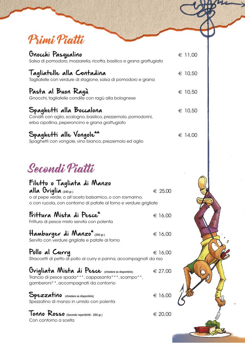 Menu di Pizzeria Ristorante Capovolta 