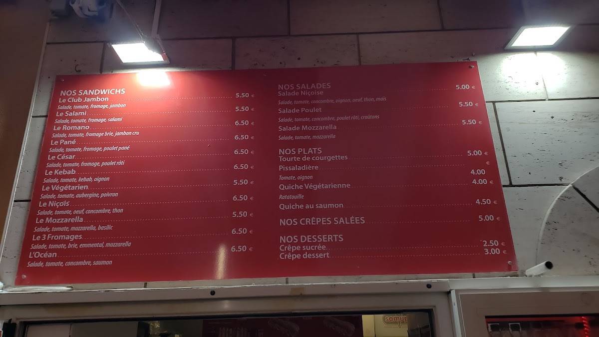 Menu de Palais Greem