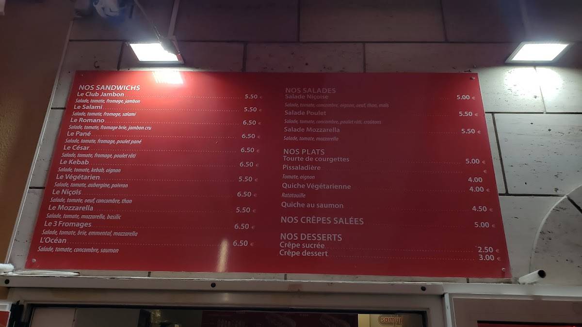 Menu de Palais Greem