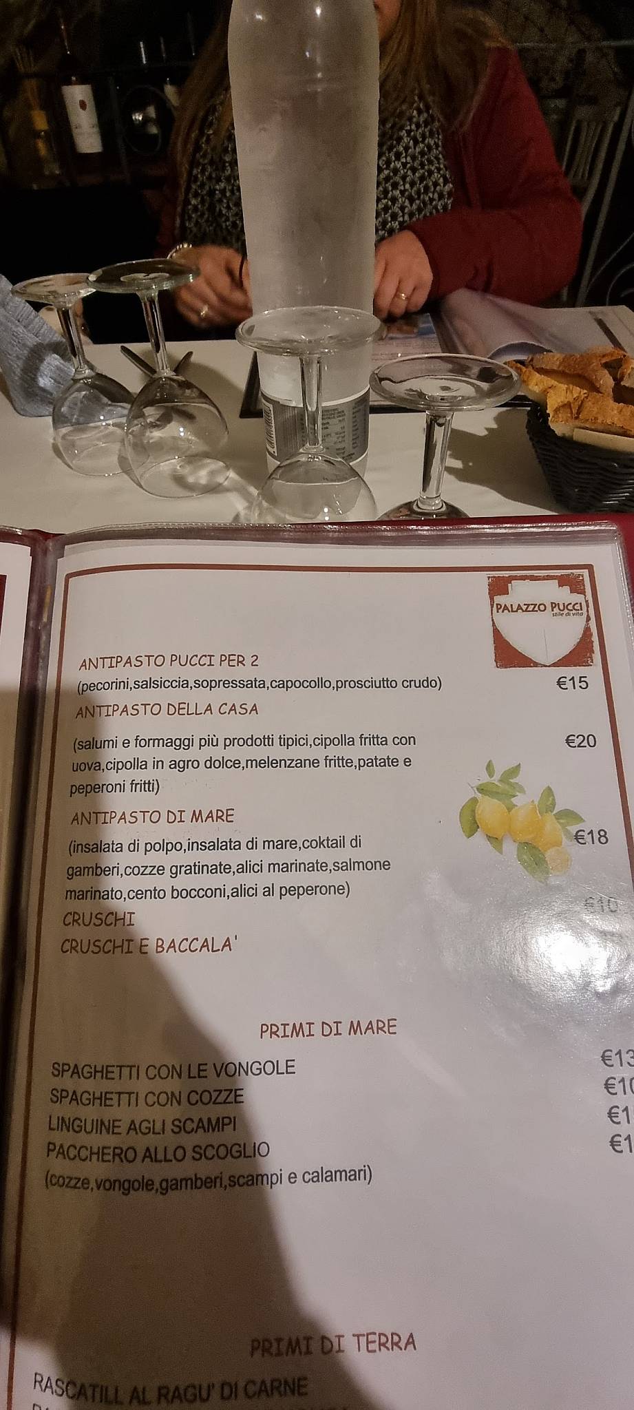 Menu di Palazzo Pucci 
