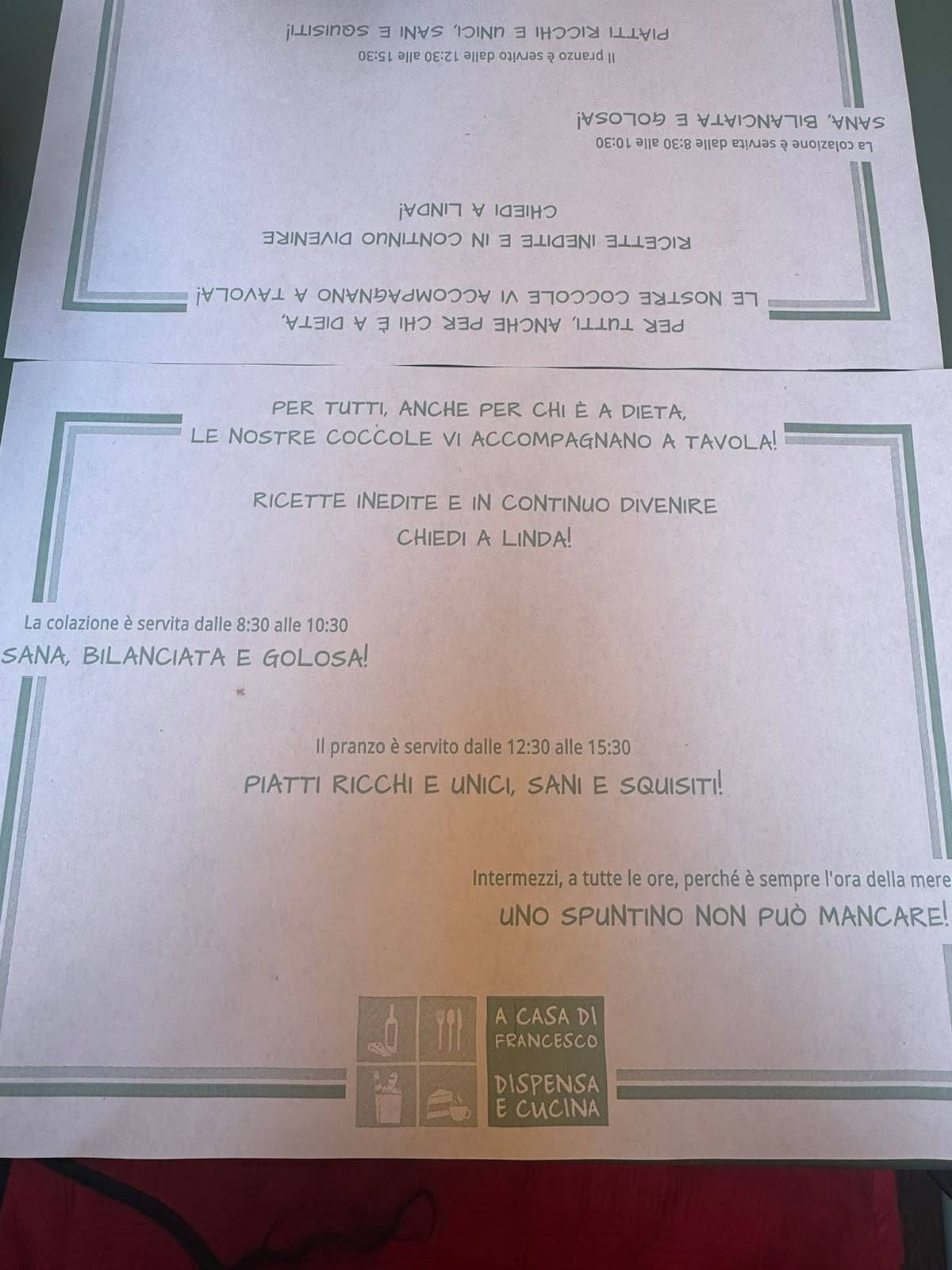 Menu di A Casa di Francesco 