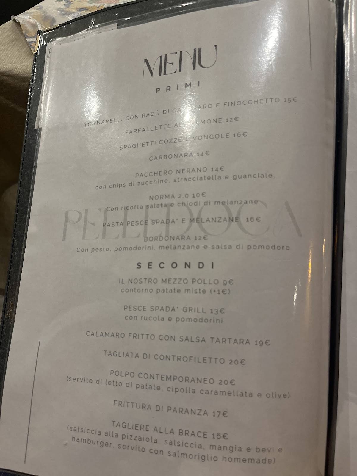 Menu di Pizzeria Polleria Pelledoca 