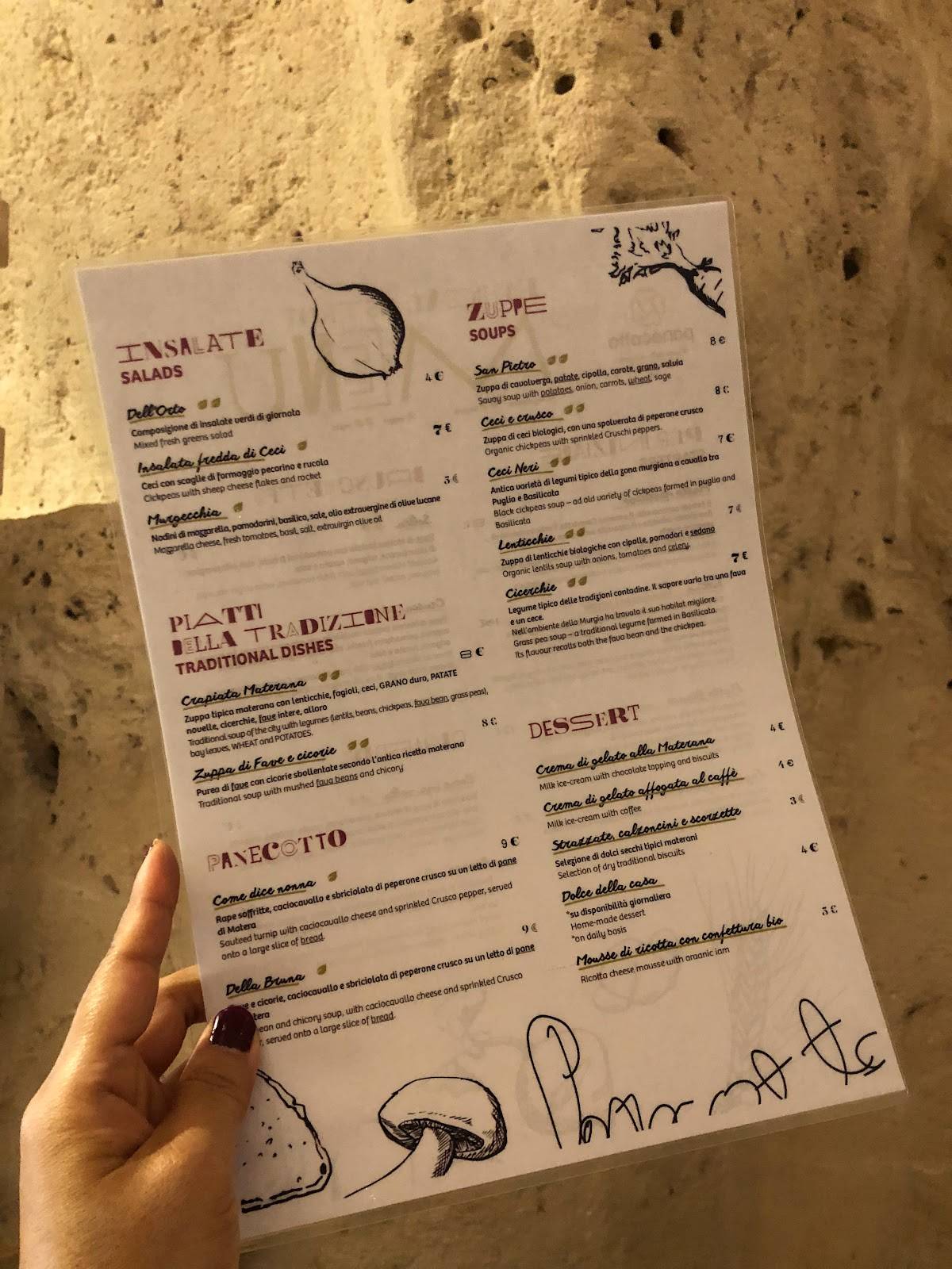 Menu di Panecotto 