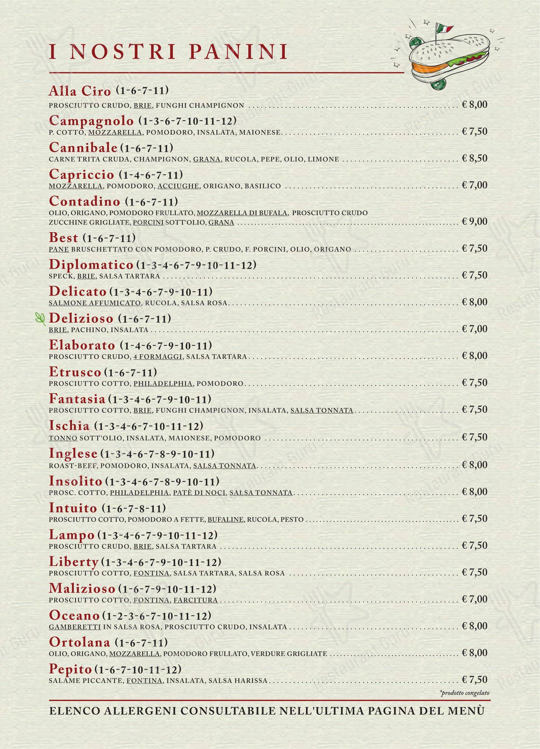 Paninoteca Ermete di Greco caffè s.r.l. in Lecco - Menu