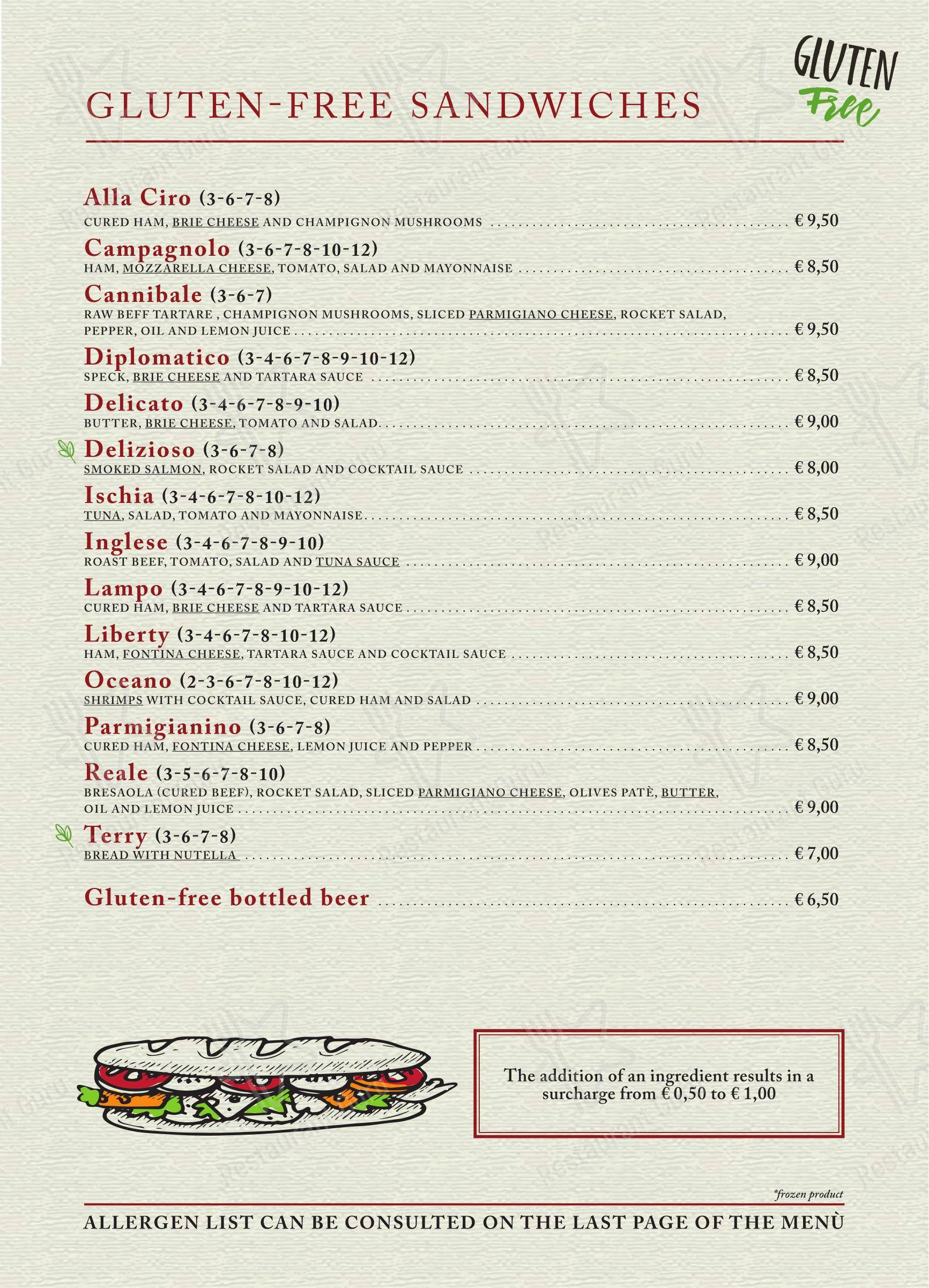 Menu di Paninoteca Ermete di Greco caffè s.r.l. - Menu bar