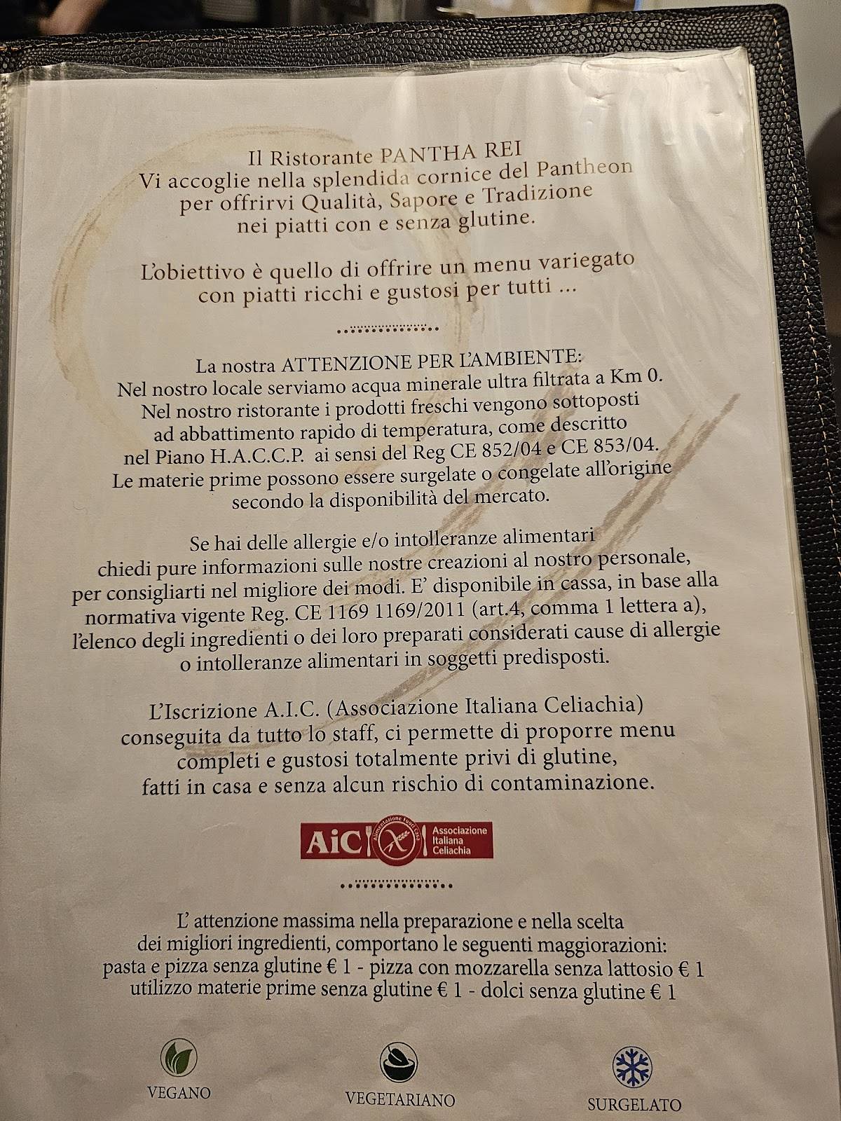 Menu di Pantha Rei 