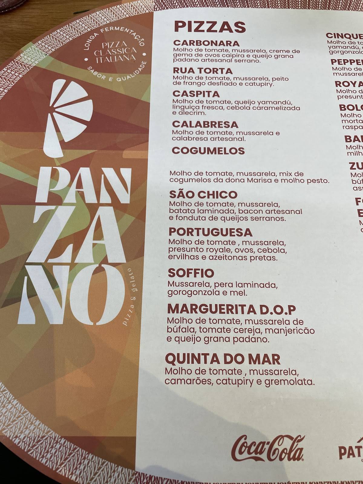 Panzano Gramado - Pizza & Gelato cardápio